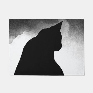 Black Cat Silhouette  Door Mat