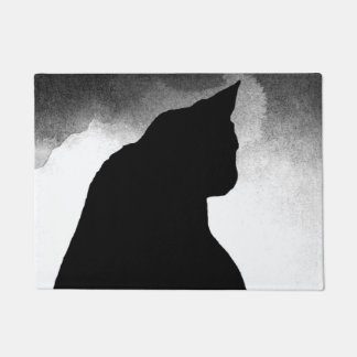 Black Cat Silhouette  Door Mat