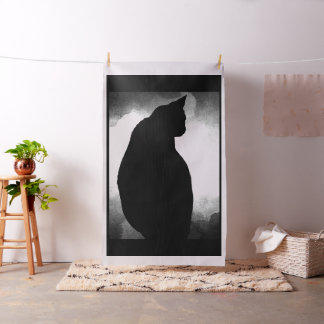 Black Cat Silhouette Fabric