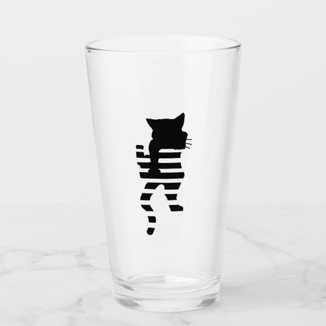Black Cat Silhouette  Glass (Front)