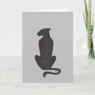 Black Cat Silhouette gray greeting card