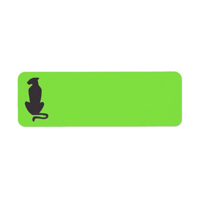 Black Cat Silhouette green return address labels (Front)