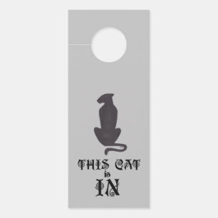 Black Cat Silhouette grey door hanger (2 sided)