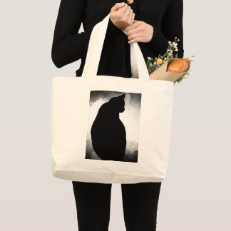 Black Cat Silhouette Jumbo Tote Bag