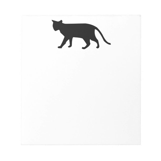 Black Cat Silhouette Kitten Purr Meow Simple Art Notepad (Front)