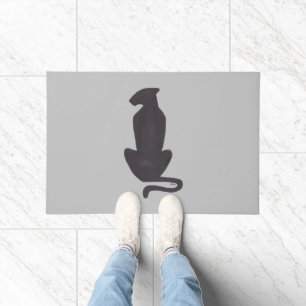 Black Cat Silhouette large doormat