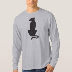 Black Cat Silhouette men gray long sleeve shirt