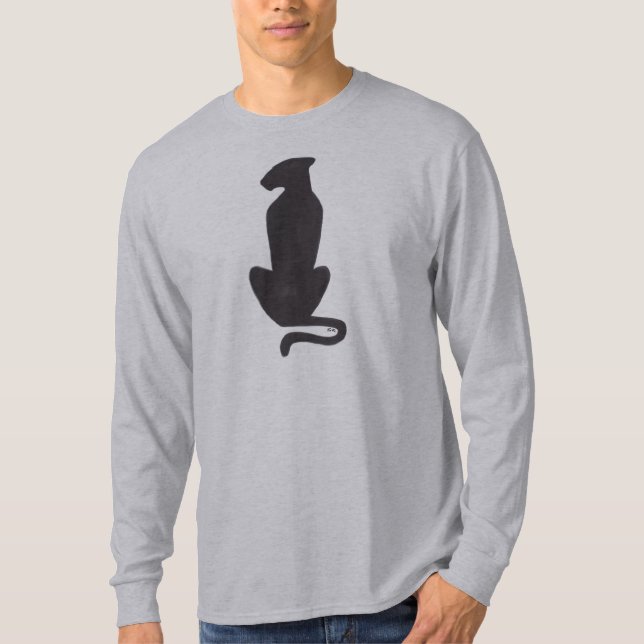 Black Cat Silhouette men grey long sleeve shirt (Front)