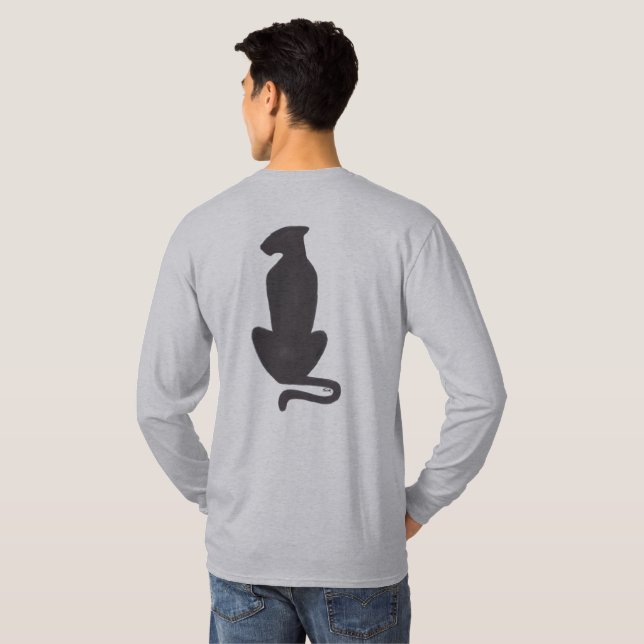 Black Cat Silhouette men grey long sleeve shirt (Back Full)