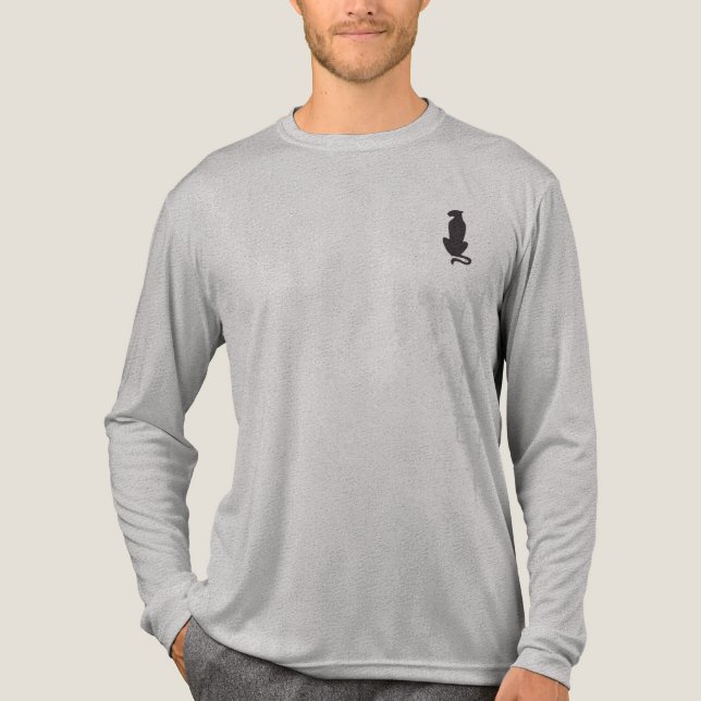 Black Cat Silhouette men grey long sleeve shirt (Front)