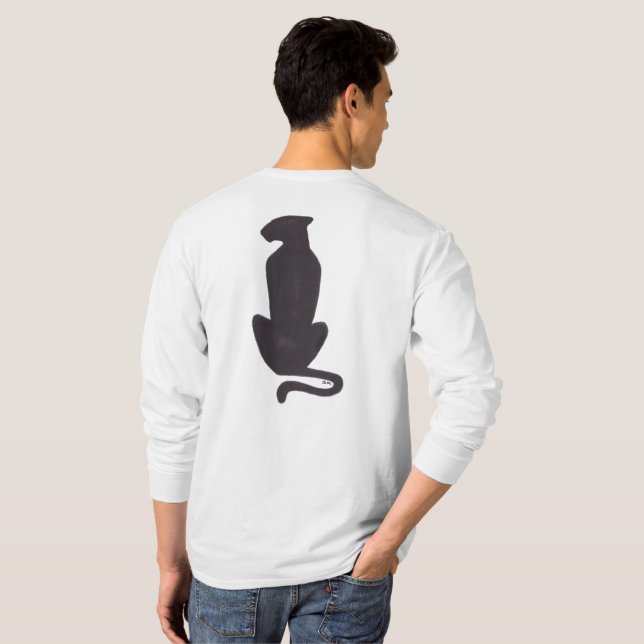 Black Cat Silhouette men white long sleeve shirt (Back Full)