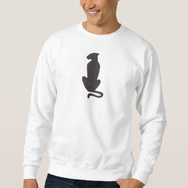 Black Cat Silhouette men white sweatshirt (Front)