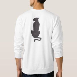 Black Cat Silhouette men white sweatshirt back