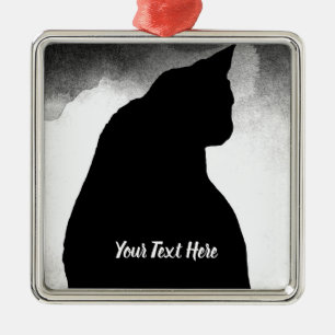 Black Cat Silhouette Metal Tree Decoration