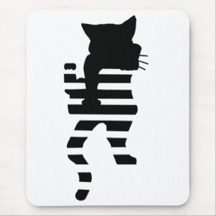 Black Cat Silhouette Mouse Pad