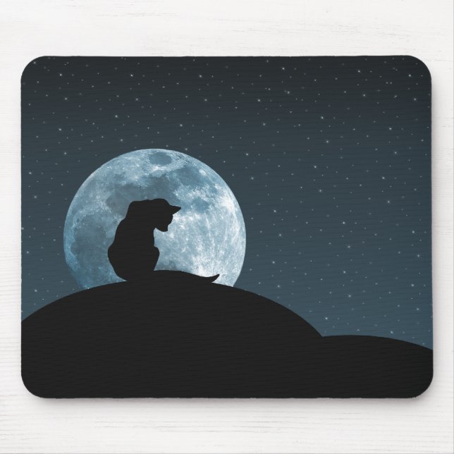 Black Cat Silhouette Mousepad (Front)
