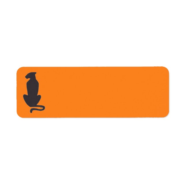 Black Cat Silhouette orange return address labels (Front)