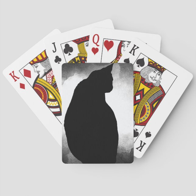 Black Cat Silhouette Playing Cards (Back)