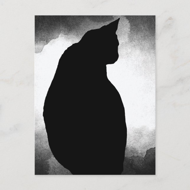 Black Cat Silhouette Postcard (Front)