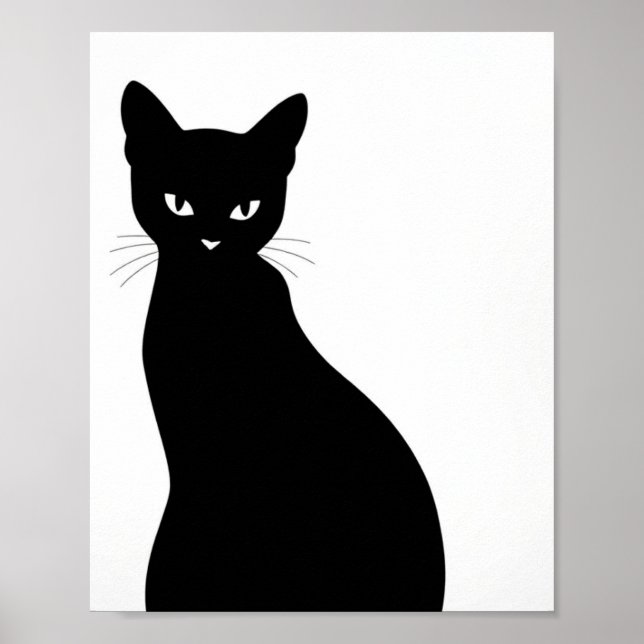 Black Cat Silhouette Wall Art Poster (Front)