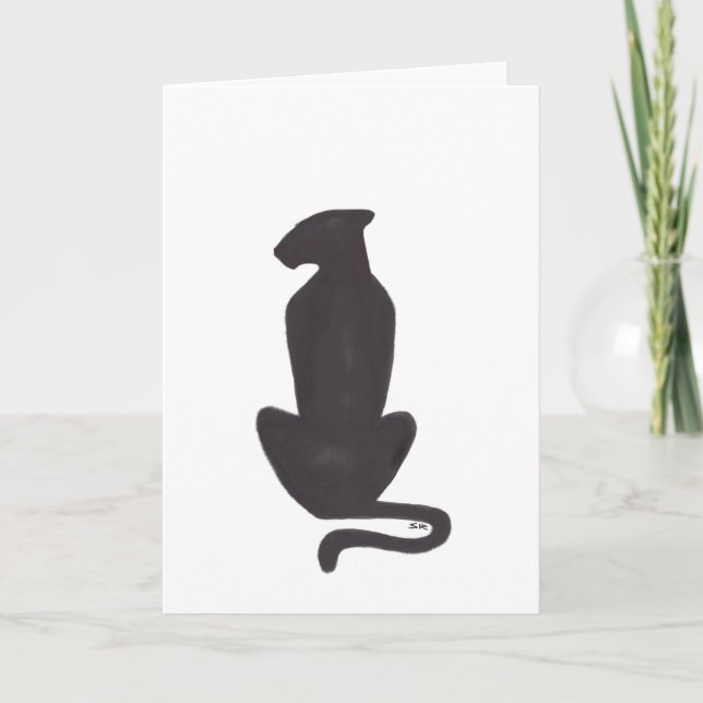 Black Cat Silhouette white cool cats greeting card (Front)