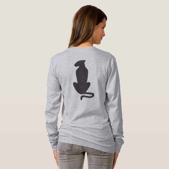 Black Cat Silhouette women grey long sleeve shirt (Back Full)