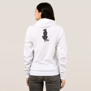 Black Cat Silhouette women white Bella zip hoodie