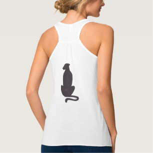 Black Cat Silhouette women white racer tank top