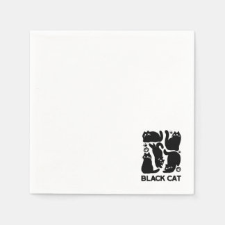 Black Cat Silhouettes - Cute Feline Design Napkin