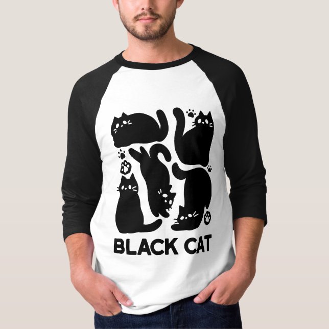 Black Cat Silhouettes - Cute Feline Design T-Shirt (Front)