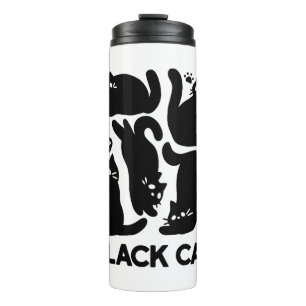 Black Cat Silhouettes - Cute Feline Design Thermal Tumbler