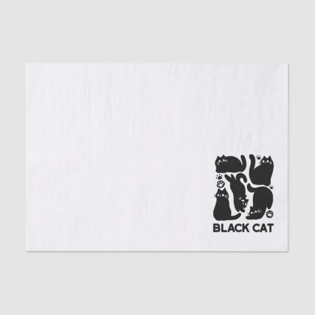 Black Cat Silhouettes - Cute Feline Design Tissue Paper (Front)