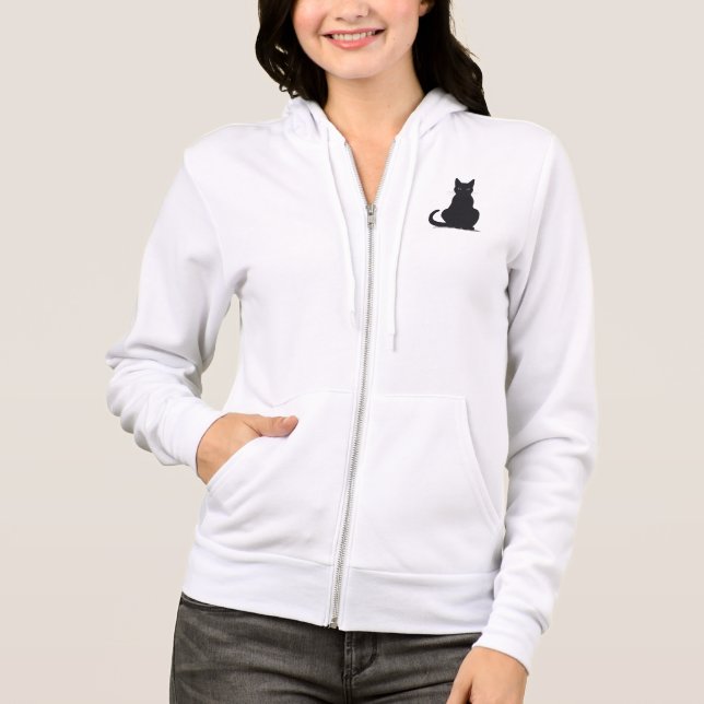 Black Cat Sitting Hoodie (Front)