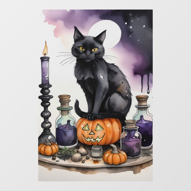 Black Cat Sitting on a Witch's Table Halloween (Sheet)
