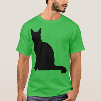 Black Cat Sitting Silhouette Vector Art Cut Out T-Shirt