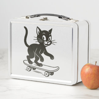 Black Cat Skateboarding Metal Lunch Box
