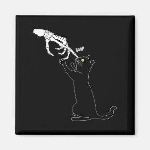 Black Cat Skeleton Hand Boop Cat Nose Funny Magnet