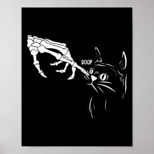 Black Cat Skeleton Hand Boop Halloween Cats Lover Poster