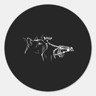 Black Cat Skeleton Hand Boop Halloween Pet Women G Classic Round Sticker