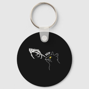 Black Cat Skeleton Hand Boop Halloween Pet Women Key Ring