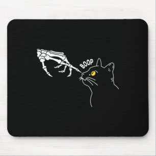 Black Cat Skeleton Hand Boop Halloween Pet Women Mouse Pad