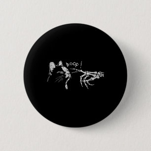 Black Cat Skeleton Hand Boop On A Cat's Nose Funny 6 Cm Round Badge