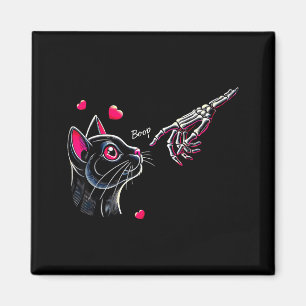 Black Cat Skeleton Hand Boop Valentine's Day Pet O Magnet