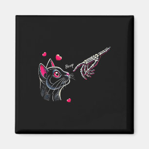 Black Cat Skeleton Hand Boop Valentines Day Pet Ow Magnet