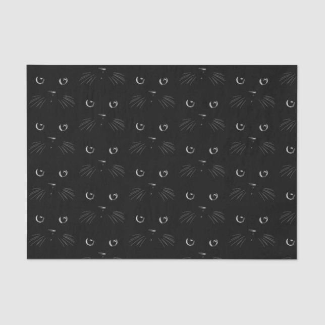 Black cat sketch portrait pattern tissue paper (Front)