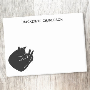 Black Cat Sleeping Personalized Name Post-it Notes