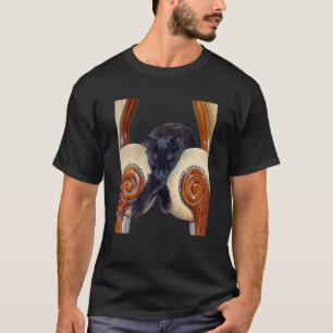 Black Cat Slouched Between Wo Chairs Legs Crossed T-Shirt