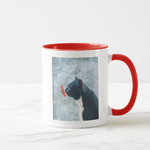 Black Cat Sniffing Flower Mug