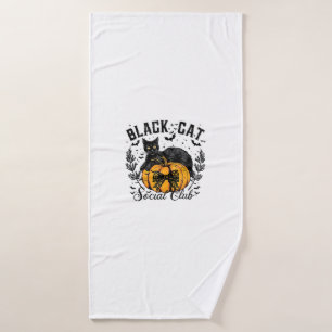 Black Cat Social Club, Halloween, Coquette, Gothic Bath Towel