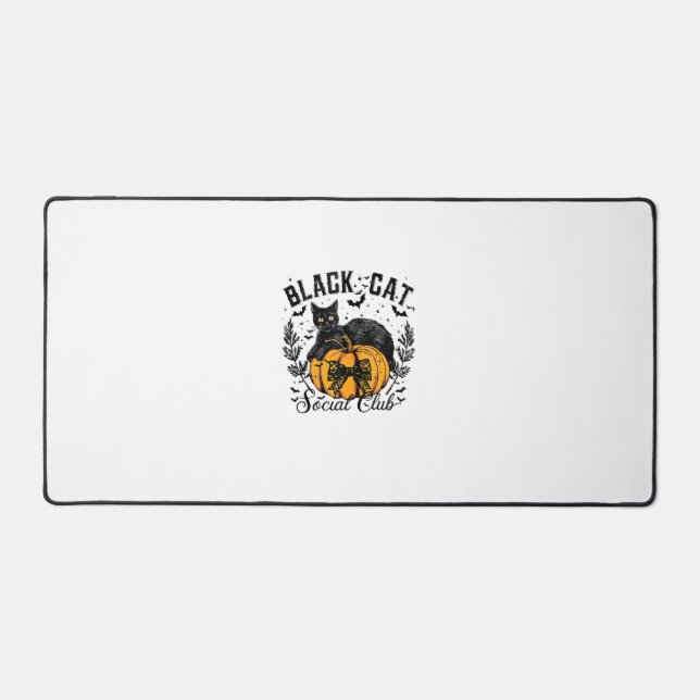Black Cat Social Club, Halloween, Coquette, Gothic Desk Mat (Front)
